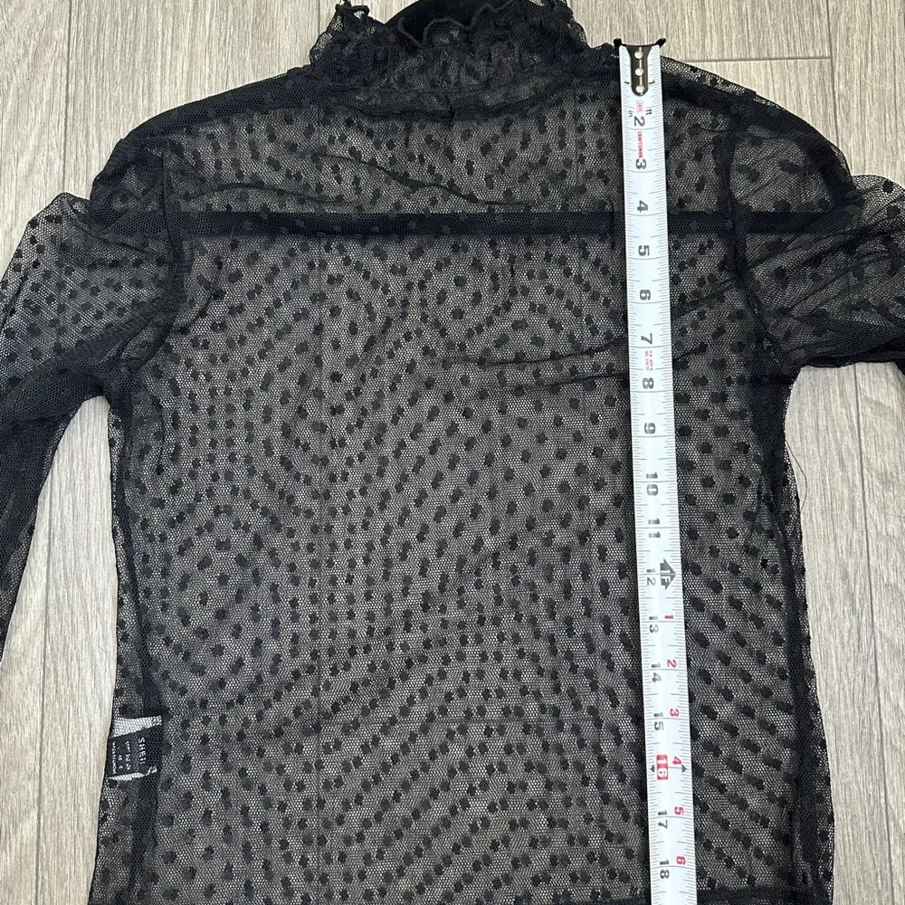 Polka Dot Ruffle Blouse S Sheer SHEIN Top Small - Picture 7 of 7